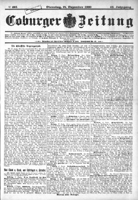 Coburger Zeitung Dienstag 18. Dezember 1900