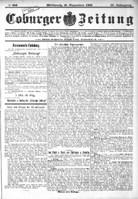 Coburger Zeitung Mittwoch 19. Dezember 1900