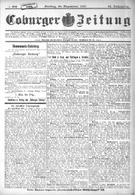 Coburger Zeitung Freitag 28. Dezember 1900