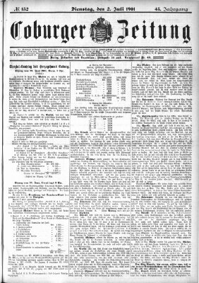 Coburger Zeitung Dienstag 2. Juli 1901