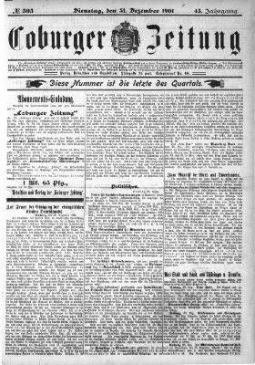 Coburger Zeitung Dienstag 31. Dezember 1901