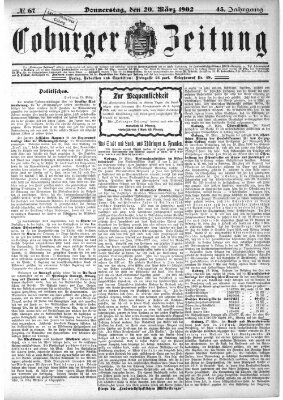 Coburger Zeitung Donnerstag 20. März 1902