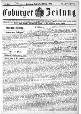 Coburger Zeitung Freitag 21. März 1902