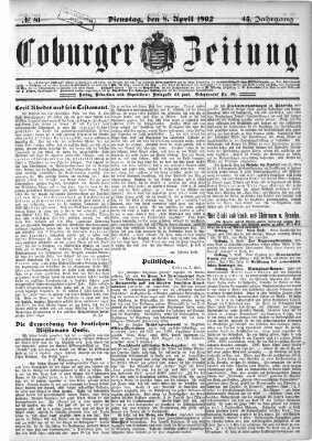 Coburger Zeitung Dienstag 8. April 1902