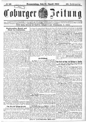 Coburger Zeitung Donnerstag 17. April 1902