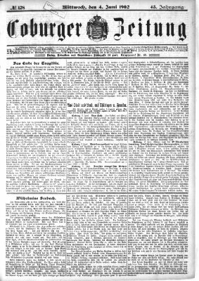 Coburger Zeitung Mittwoch 4. Juni 1902