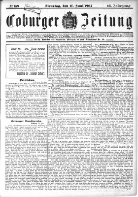 Coburger Zeitung Dienstag 17. Juni 1902