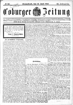 Coburger Zeitung Samstag 12. Juli 1902