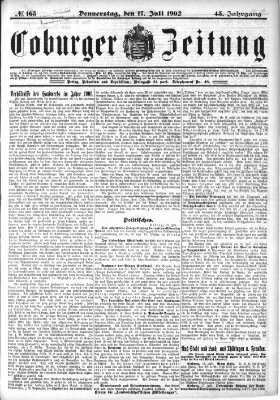 Coburger Zeitung Donnerstag 17. Juli 1902