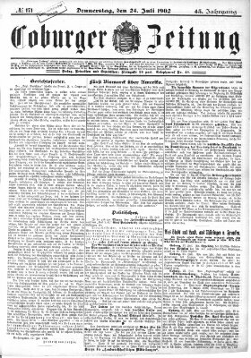 Coburger Zeitung Donnerstag 24. Juli 1902