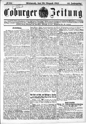 Coburger Zeitung Mittwoch 20. August 1902