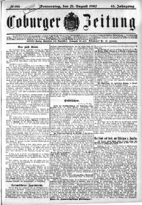 Coburger Zeitung Donnerstag 21. August 1902