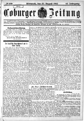 Coburger Zeitung Mittwoch 27. August 1902