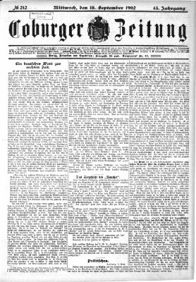 Coburger Zeitung Mittwoch 10. September 1902