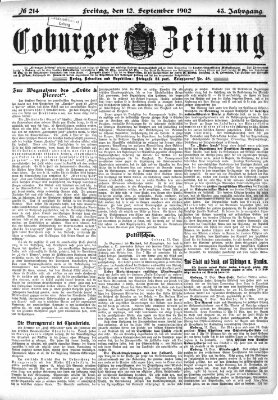 Coburger Zeitung Freitag 12. September 1902