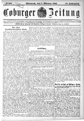 Coburger Zeitung Mittwoch 1. Oktober 1902