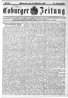 Coburger Zeitung Mittwoch 15. Oktober 1902