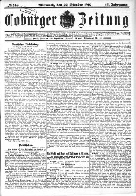 Coburger Zeitung Mittwoch 22. Oktober 1902