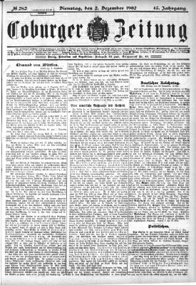 Coburger Zeitung Dienstag 2. Dezember 1902