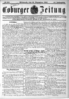 Coburger Zeitung Mittwoch 10. Dezember 1902