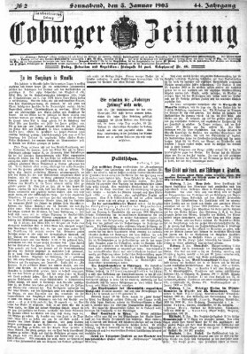 Coburger Zeitung Samstag 3. Januar 1903