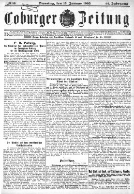 Coburger Zeitung Dienstag 13. Januar 1903