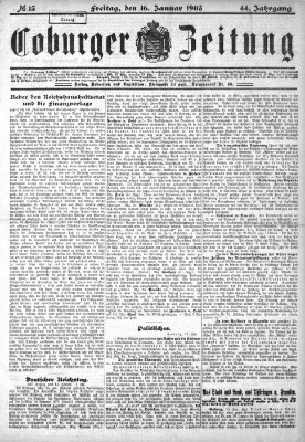 Coburger Zeitung Freitag 16. Januar 1903