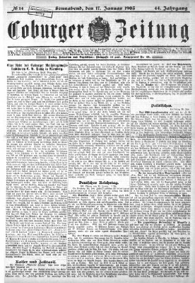 Coburger Zeitung Samstag 17. Januar 1903