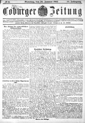 Coburger Zeitung Dienstag 20. Januar 1903