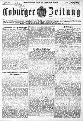 Coburger Zeitung Samstag 31. Januar 1903