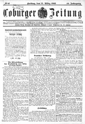 Coburger Zeitung Freitag 13. März 1903