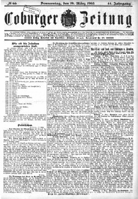 Coburger Zeitung Donnerstag 19. März 1903