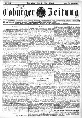 Coburger Zeitung Sonntag 3. Mai 1903