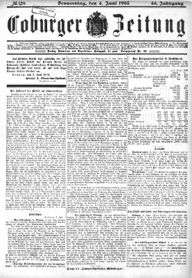 Coburger Zeitung Donnerstag 4. Juni 1903