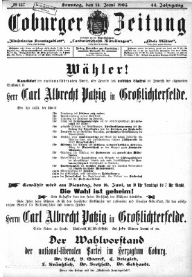 Coburger Zeitung Sonntag 14. Juni 1903