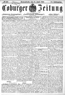 Coburger Zeitung Samstag 11. Juli 1903