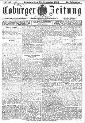 Coburger Zeitung Sonntag 29. November 1903