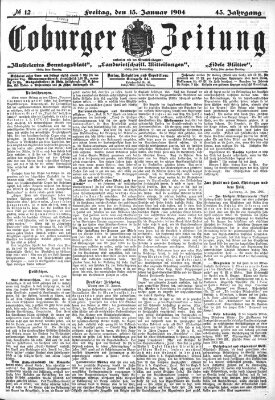 Coburger Zeitung Freitag 15. Januar 1904