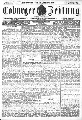 Coburger Zeitung Samstag 16. Januar 1904