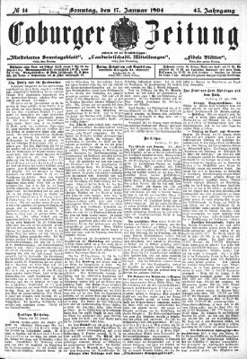 Coburger Zeitung Sonntag 17. Januar 1904