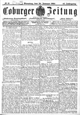 Coburger Zeitung Dienstag 26. Januar 1904