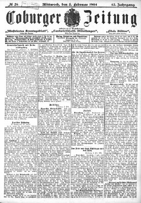 Coburger Zeitung Mittwoch 3. Februar 1904