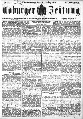 Coburger Zeitung Donnerstag 31. März 1904