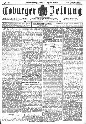 Coburger Zeitung Donnerstag 7. April 1904