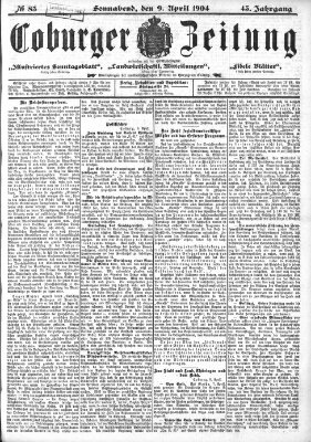 Coburger Zeitung Samstag 9. April 1904