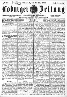 Coburger Zeitung Mittwoch 18. Mai 1904