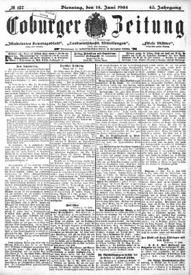 Coburger Zeitung Dienstag 14. Juni 1904