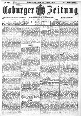 Coburger Zeitung Dienstag 21. Juni 1904