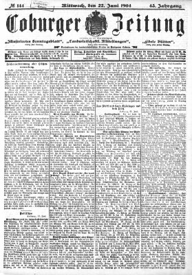 Coburger Zeitung Mittwoch 22. Juni 1904