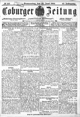 Coburger Zeitung Donnerstag 23. Juni 1904